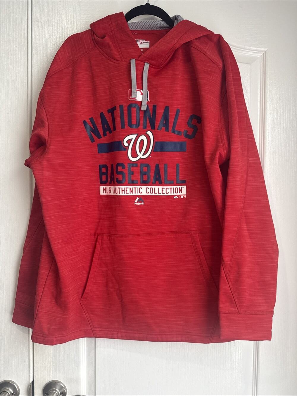 Majestic Thermabase Washington Nationals Hoodie Sweatshirt Size XL Red MLB